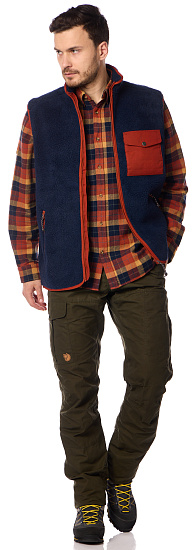 Рубашка мужская Fjallraven Singi Heavy Flannel Autumn Leaf/Dark Navy - Фото 6 большая