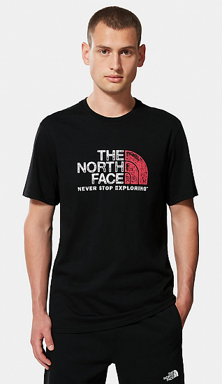 Футболка мужская The North Face Rust 2 SS TNF Black/Brilliant Coral - Фото 3 большая