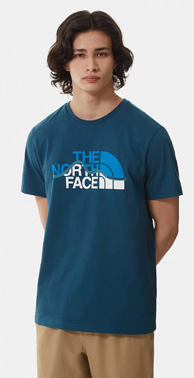 Футболка мужская The North Face Mountain Line SS Monterey Blue/TNF White - Фото 3 большая