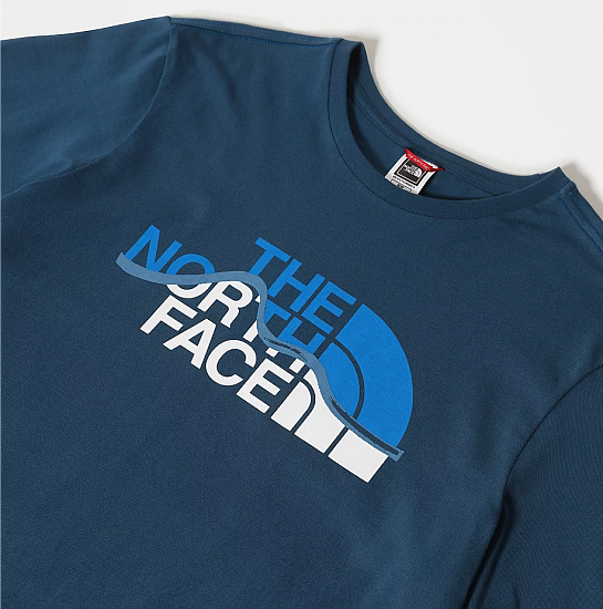 Футболка мужская The North Face Mountain Line SS Monterey Blue/TNF White - Фото 9 большая