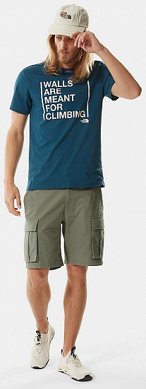 Футболка мужская The North Face S/S Walls Are For Climbing Tee-Eu Monterey Blue - Фото 5 большая