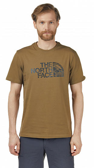 Футболка мужская The North Face S/S Woodcut Dome Tee Military Olive - Фото 4 большая