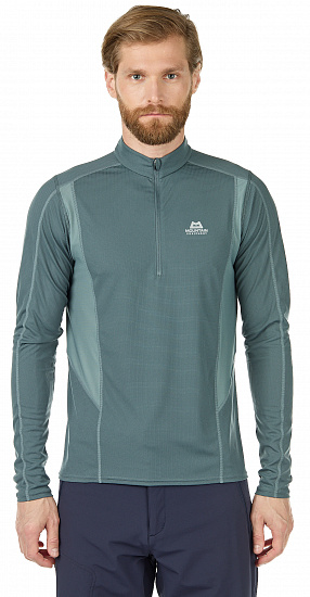 Футболка мужская Mountain Equipment Ignis LS Zip Tee Moorland/Goblin Blue - Фото 3 большая