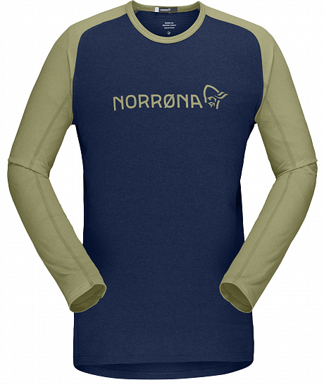 Футболка мужская Norrona Fjora Equaliser Lightweight LS Indigo Night/Olive Drab - Фото 1 большая