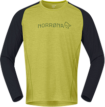 Лонгслив мужской Norrona Fjora Equaliser Lightweight LS Golden Lime/Caviar Black