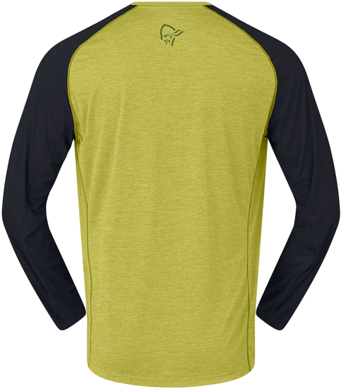 Лонгслив мужской Norrona Fjora Equaliser Lightweight LS Golden Lime/Caviar Black - Фото 3 большая