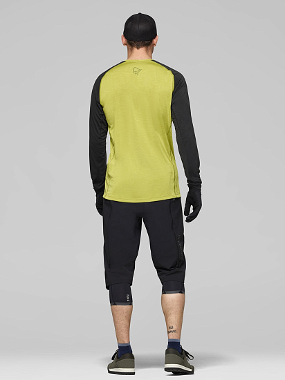 Лонгслив мужской Norrona Fjora Equaliser Lightweight LS Golden Lime/Caviar Black - Фото 6 большая