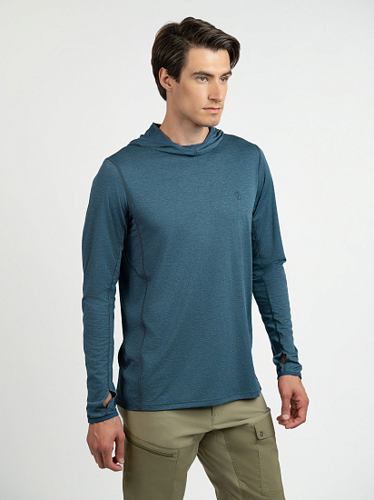 Лонгслив мужской Fjallraven Abisko Sun-hoodie Indigo Blue - Фото 4 большая