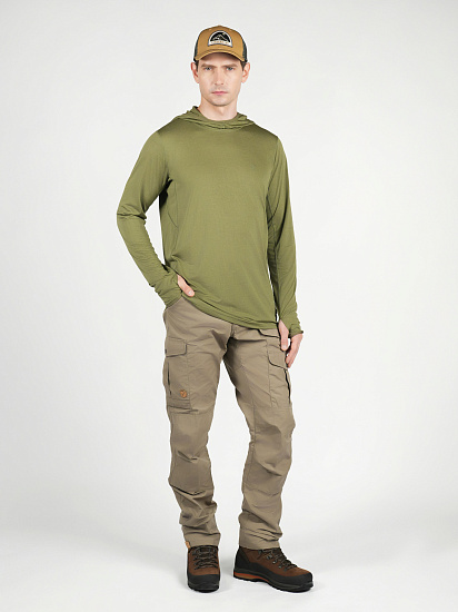 Лонгслив мужской Fjallraven Abisko Sun-hoodie Green - Фото 3 большая