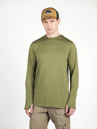 Лонгслив мужской Fjallraven Abisko Sun-hoodie Green - Фото 5 большая