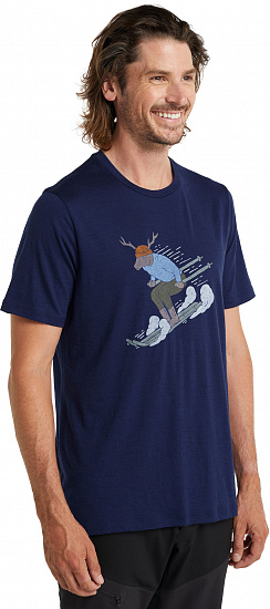 Футболка мужская Icebreaker Tech Lite II SS Ski Rider Royal Navy - Фото 3 большая