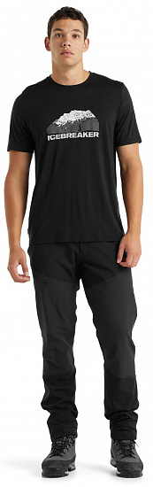 Футболка мужская Icebreaker Tech Lite II SS Mountain Black - Фото 2 большая
