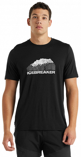 Футболка мужская Icebreaker Tech Lite II SS Mountain Black - Фото 3 большая