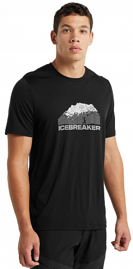 Футболка мужская Icebreaker Tech Lite II SS Mountain Black - Фото 4 большая