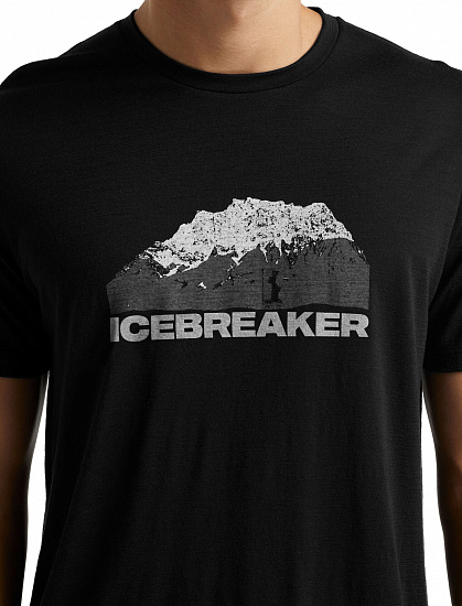 Футболка мужская Icebreaker Tech Lite II SS Mountain Black - Фото 6 большая