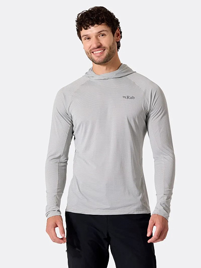 Лонгслив мужской Rab Sonic Hoody Light Zinc - Фото 4 большая