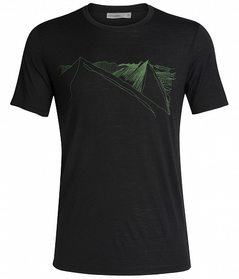 Футболка мужская Icebreaker Tech Lite SS Crewe Peak in Reach Black - Фото 1 большая