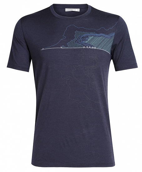 Футболка мужская Icebreaker Tech Lite SS Crewe Glacial Lines Midnight Navy - Фото 1 большая