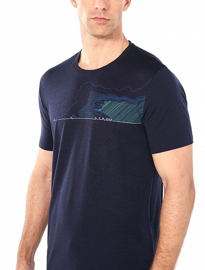 Футболка мужская Icebreaker Tech Lite SS Crewe Glacial Lines Midnight Navy - Фото 5 большая