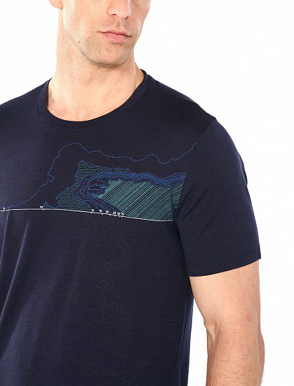 Футболка мужская Icebreaker Tech Lite SS Crewe Glacial Lines Midnight Navy - Фото 6 большая