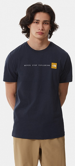 Футболка мужская The North Face SS Never Stop Exploring Urban Navy/Arrowwood Yellow - Фото 6 большая