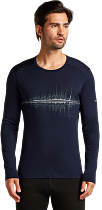 Лонгслив мужская Icebreaker Merino 200 Oasis Crewe Snow Wave Midnight Navy