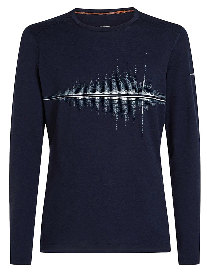 Лонгслив мужской Icebreaker Merino 200 Oasis Crewe Snow Wave Midnight Navy - Фото 1 большая