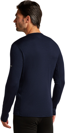 Лонгслив мужская Icebreaker Merino 200 Oasis Crewe Snow Wave Midnight Navy - Фото 2 большая
