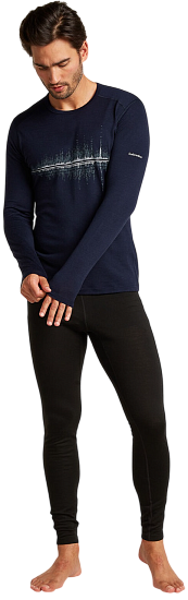 Лонгслив мужская Icebreaker Merino 200 Oasis Crewe Snow Wave Midnight Navy - Фото 3 большая