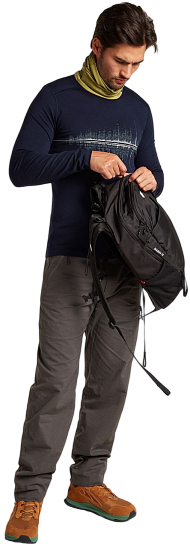 Лонгслив мужская Icebreaker Merino 200 Oasis Crewe Snow Wave Midnight Navy - Фото 4 большая