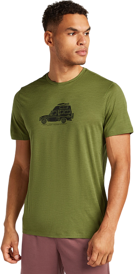 Футболка мужская Icebreaker Merino 150 Tech Lite Ss Cosy Camper Sphagnum - Фото 1 большая