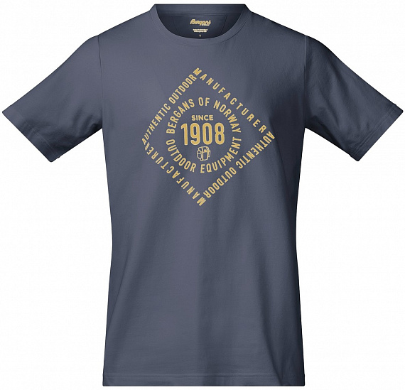 Футболка мужская Bergans 1908 Tee SolidDkGrey/WaxedYellow - Фото 1 большая