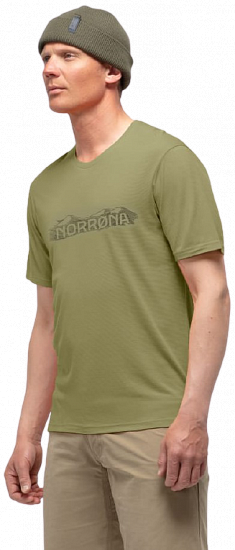 Футболка мужская Norrona Svalbard Wool Olive Drab/Caviar - Фото 2 большая