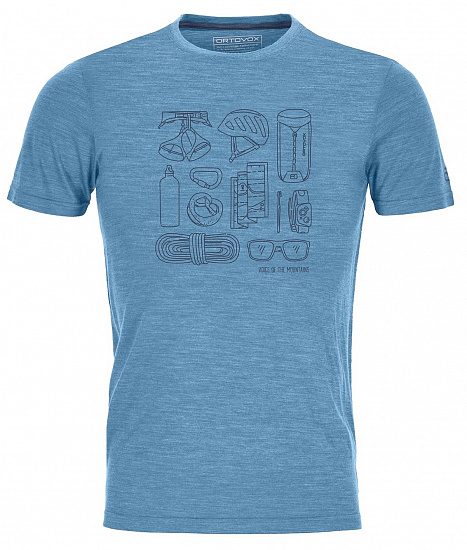 Футболка мужская Ortovox 120 Cool Tec Puzzle T-Shirt Blue Sea Blend - Фото 1 большая
