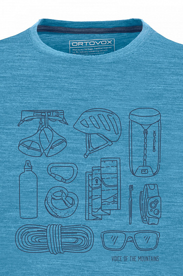 Футболка мужская Ortovox 120 Cool Tec Puzzle T-Shirt Blue Sea Blend - Фото 2 большая