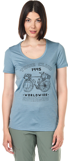 Футболка женская Icebreaker Tech Lite SS Scoop Tour Club 1995 Gravel - Фото 2 большая
