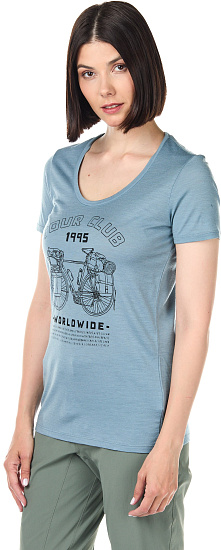 Футболка женская Icebreaker Tech Lite SS Scoop Tour Club 1995 Gravel - Фото 3 большая