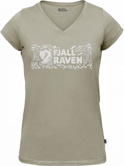 Футболка женская Fjallraven Logo Stamp Fog - Фото 1 большая