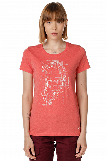 Футболка женская Fjallraven Greenland Printed Peach Pink - Фото 2 большая