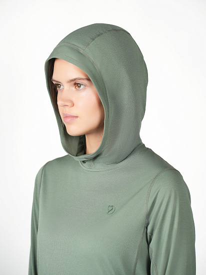 Лонгслив женский Fjallraven Abisko Sun-hoodie Patina Green - Фото 6 большая