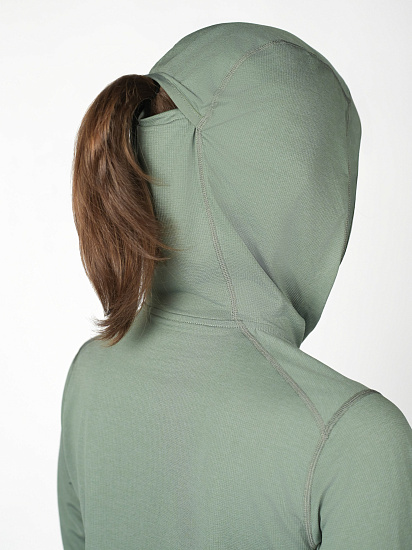 Лонгслив женский Fjallraven Abisko Sun-hoodie Patina Green - Фото 7 большая