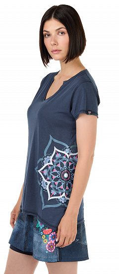 Футболка женская Crazy Idea Mandala Blue - Фото 3 большая