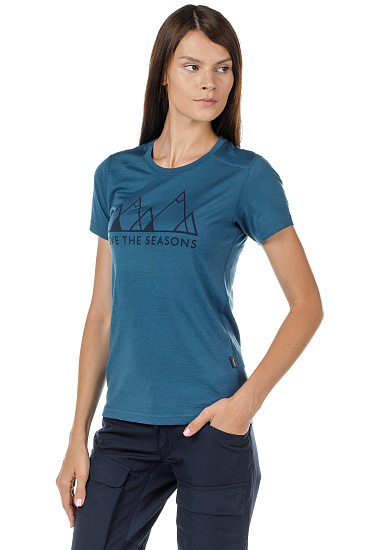 Футболка женская Lundhags Merino Lt Fjell Лазурь - Фото 4 большая