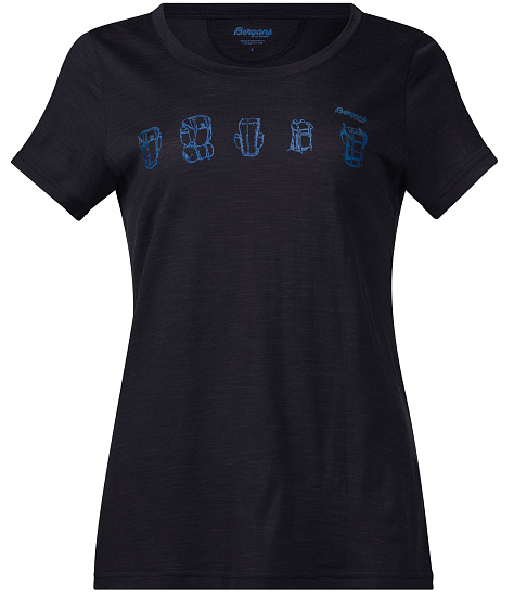 Футболка женская Bergans Backpack Wool Tee Dk Navy/CloudBlue - Фото 1 большая