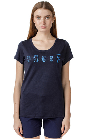 Футболка женская Bergans Backpack Wool Tee Dk Navy/CloudBlue - Фото 2 большая