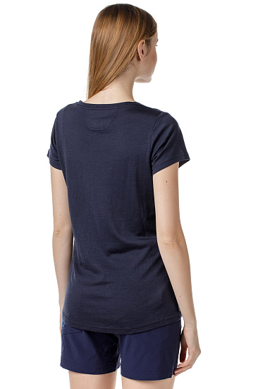 Футболка женская Bergans Backpack Wool Tee Dk Navy/CloudBlue - Фото 3 большая
