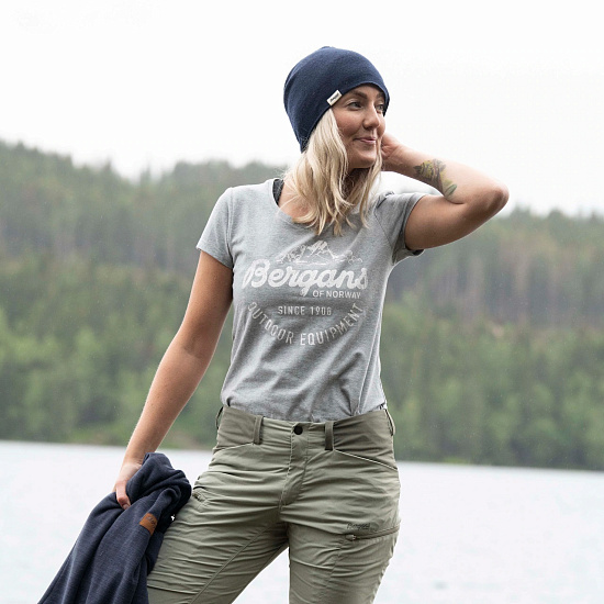 Футболка женская Bergans Classic Tee Grey Mel/White - Фото 2 большая