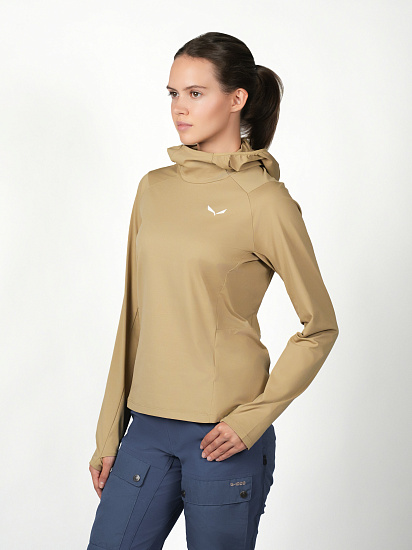 Лонгслив женский Salewa Puez Sun Hoodie Quicksand - Фото 4 большая