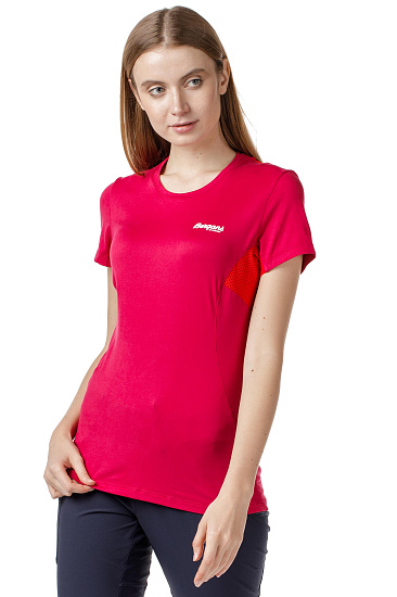 Футболка женская Bergans Floyen Tee Bougainvillea/Strawberry/White - Фото 2 большая