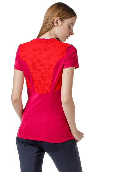 Футболка женская Bergans Floyen Tee Bougainvillea/Strawberry/White - Фото 3 большая